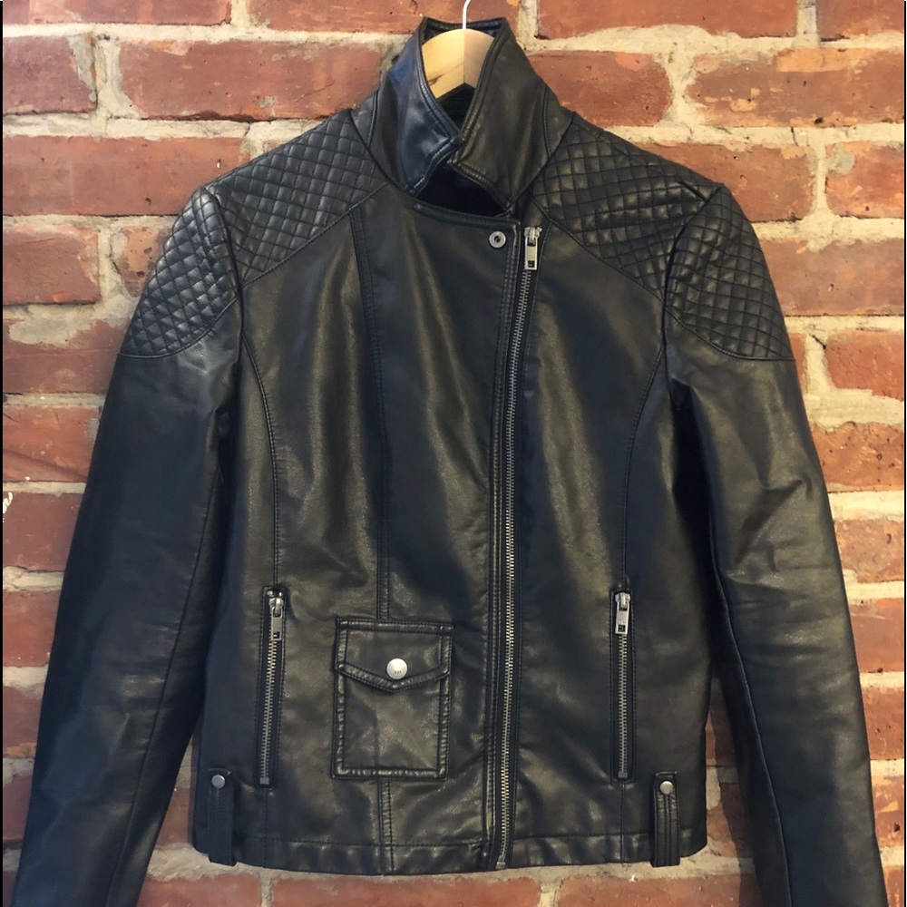 Tommy Hilfiger Faux Leather Moto Jacket - Black